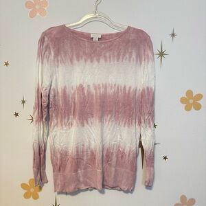 Pink and White Tie-Dye Women's Top